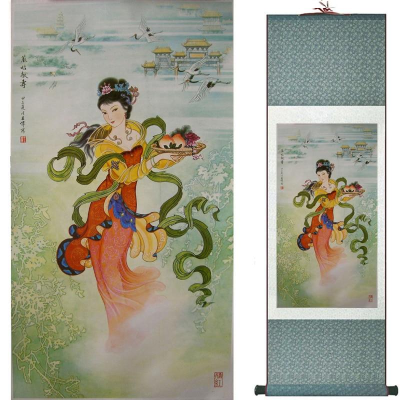 Chinese Art Scroll Painting Pretty Girls Beautiful Women Ancient Silk Picture Wall Ideas 18952-Chinese Style Finds™