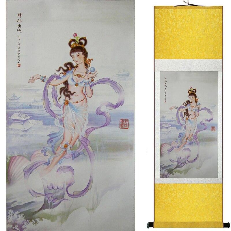 Chinese Art Scroll Painting Pretty Girls Beautiful Women Ancient Silk Picture Wall Ideas 18960-Chinese Style Finds™