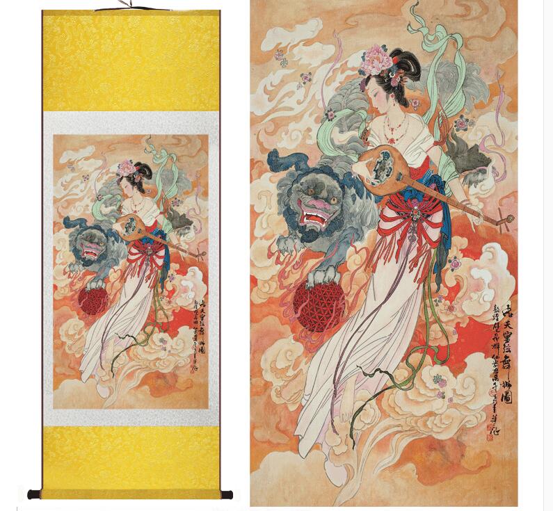 Chinese Art Scroll Painting Pretty Girls Beautiful Women Fair Ancient Silk Picture Wall Ideas 11990-Chinese Style Finds™