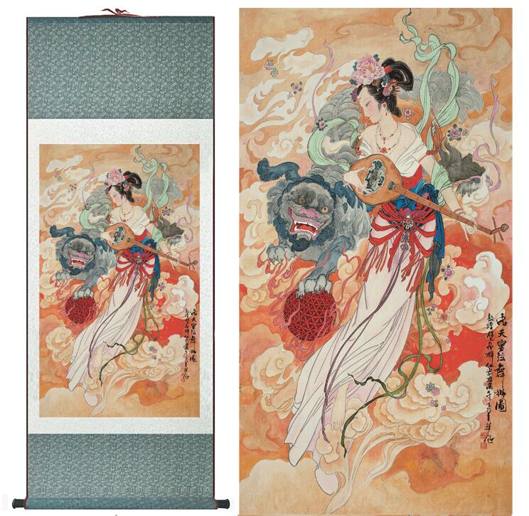 Chinese Art Scroll Painting Pretty Girls Beautiful Women Fair Ancient Silk Picture Wall Ideas 11990-Chinese Style Finds™