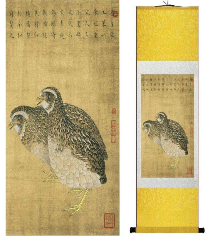 Chinese Art Scroll Painting Pridgen Animal Birds And Flower Ancient Silk Picture Wall Ideas 13710-Chinese Style Finds™