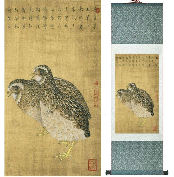 Chinese Art Scroll Painting Pridgen Animal Birds And Flower Ancient Silk Picture Wall Ideas 13710-Chinese Style Finds™