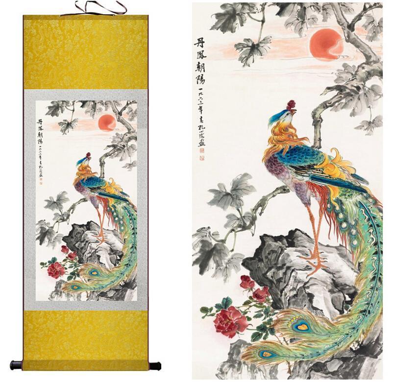 Chinese Art Scroll Painting Prospitious And Auspicious Ancient Silk Picture Wall Ideas 10804-Chinese Style Finds™