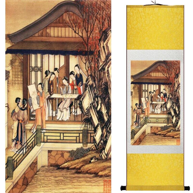 Chinese Art Scroll Painting Shi Nv Tu Beautiful Woman Ancient Silk Picture Wall Ideas 15708-Chinese Style Finds™