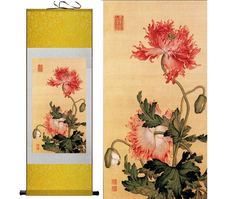 Chinese Art Scroll Painting Spring Flower Ancient Silk Picture Wall Ideas 10968-Chinese Style Finds™