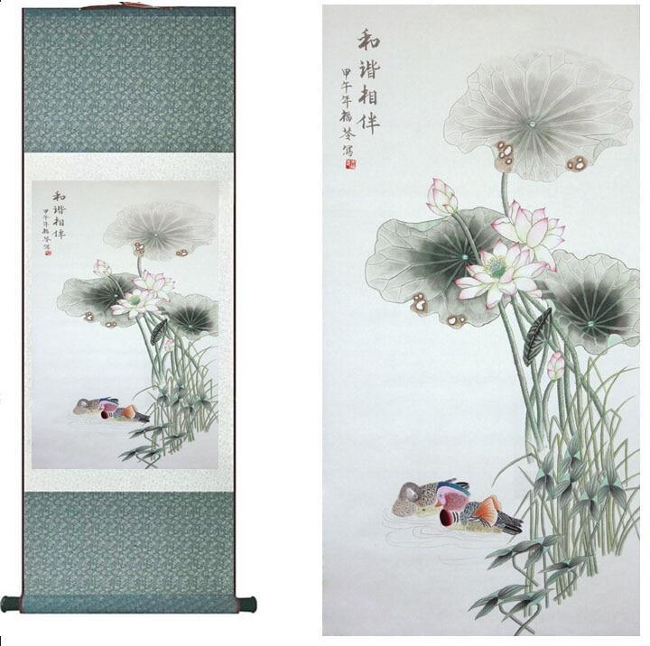 Chinese Art Scroll Painting Spring Flower Ancient Silk Picture Wall Ideas 11398-Chinese Style Finds™