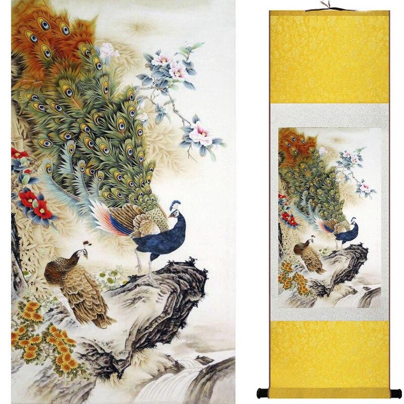 Chinese Art Scroll Painting Spring Flower Ancient Silk Picture Wall Ideas 16528-Chinese Style Finds™