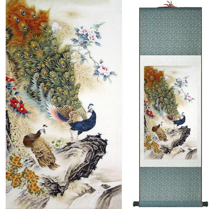 Chinese Art Scroll Painting Spring Flower Ancient Silk Picture Wall Ideas 16528-Chinese Style Finds™