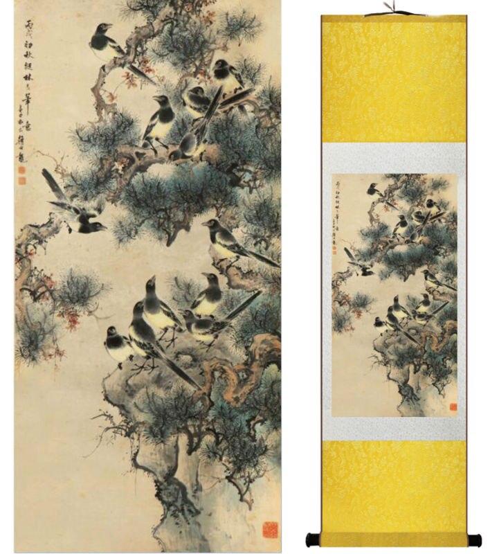 Chinese Art Scroll Painting Yanbolong Animal Birds Ancient Silk Picture Wall Ideas 14714-Chinese Style Finds™