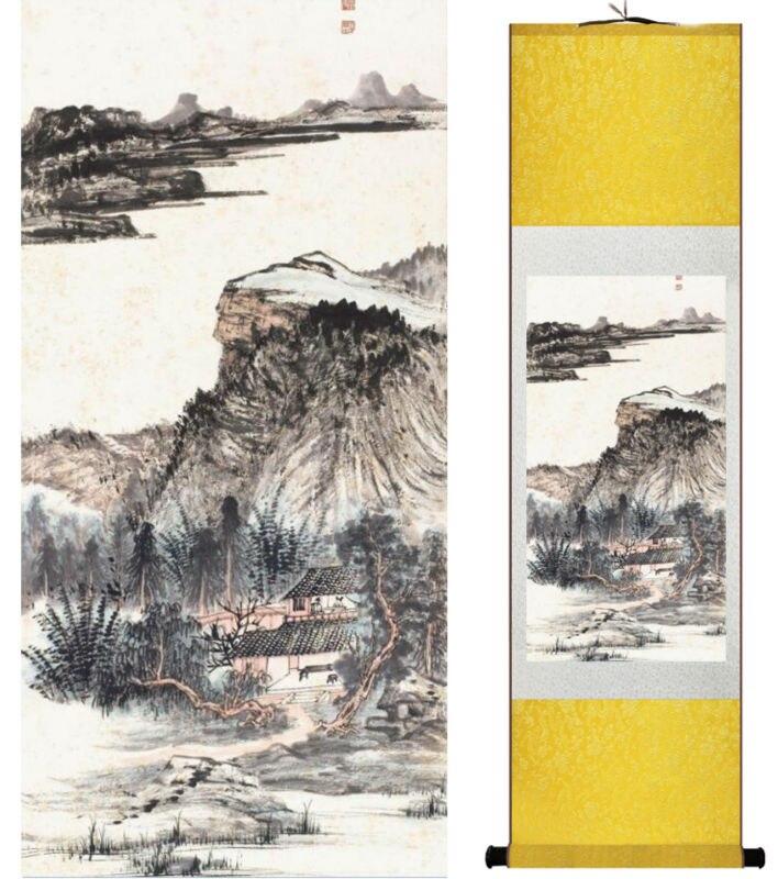 Chinese Art Scroll Painting Zhangdaqian Mountain And River Landscape Ancient Silk Picture Wall Ideas 15286-Chinese Style Finds™