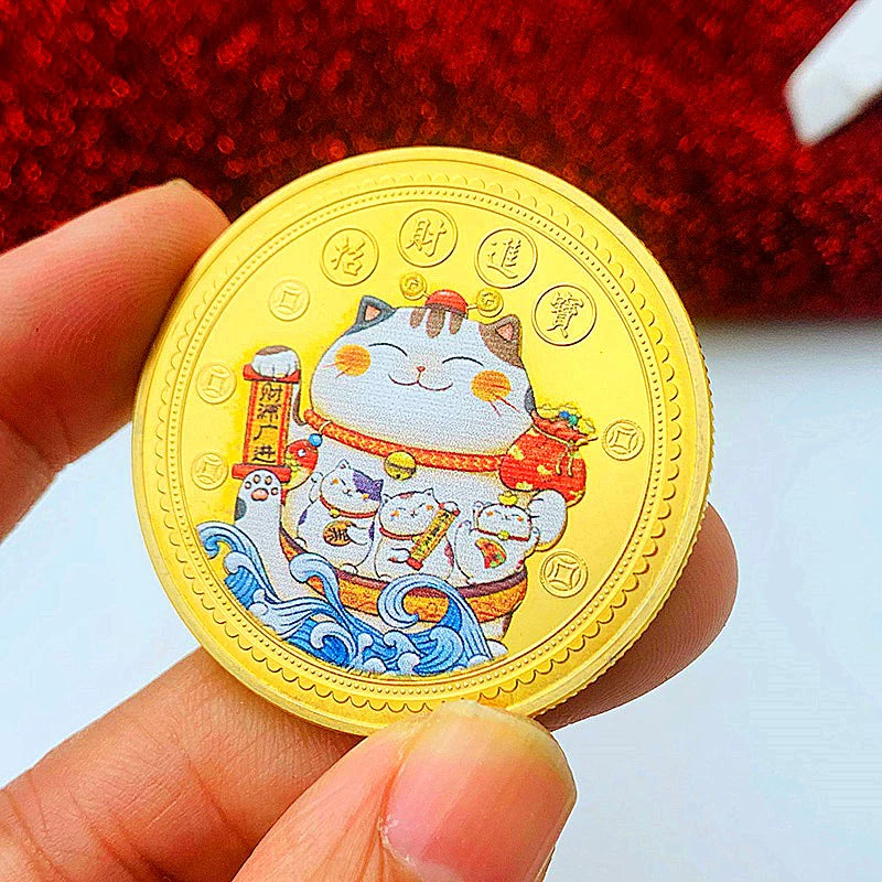 Chinese Maneki-neko Coin 招财猫 China Fengshui Lucky Cat Coin Zhao Cai Mao For Wealth 1866-Chinese Style Finds™