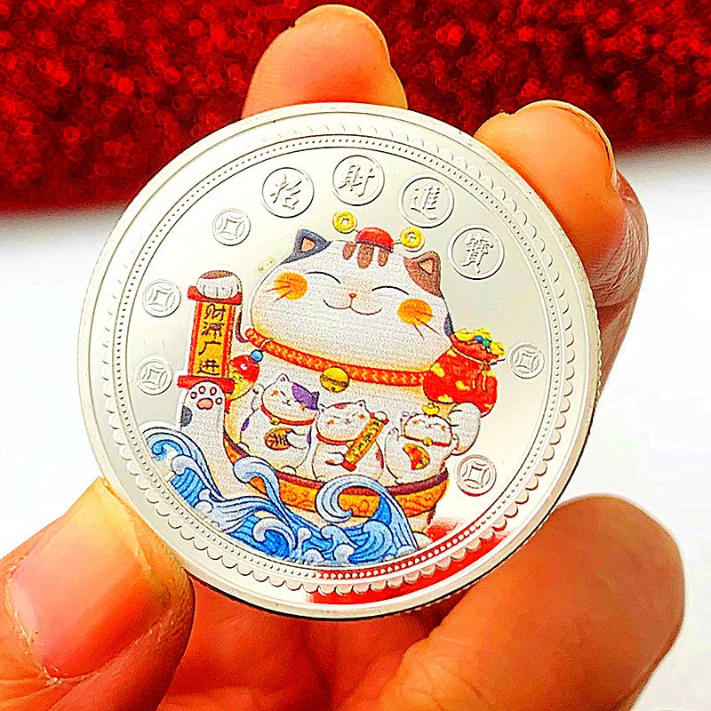 Chinese Maneki-neko Coin 招财猫 China Fengshui Lucky Cat Coin Zhao Cai Mao For Wealth 1866-Chinese Style Finds™