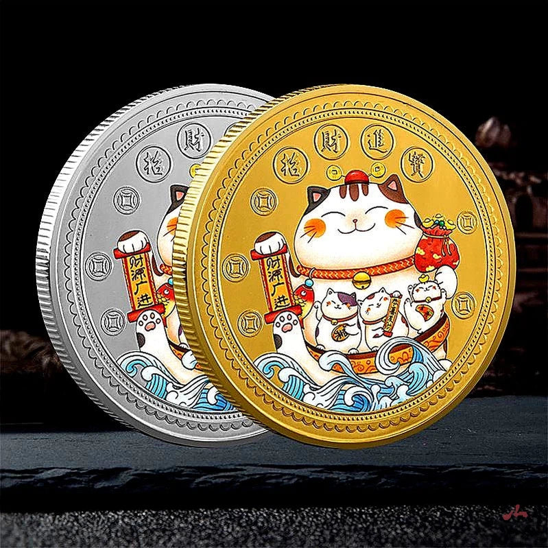 Chinese Maneki-neko Coin 招财猫 China Fengshui Lucky Cat Coin Zhao Cai Mao For Wealth 1866-Chinese Style Finds™