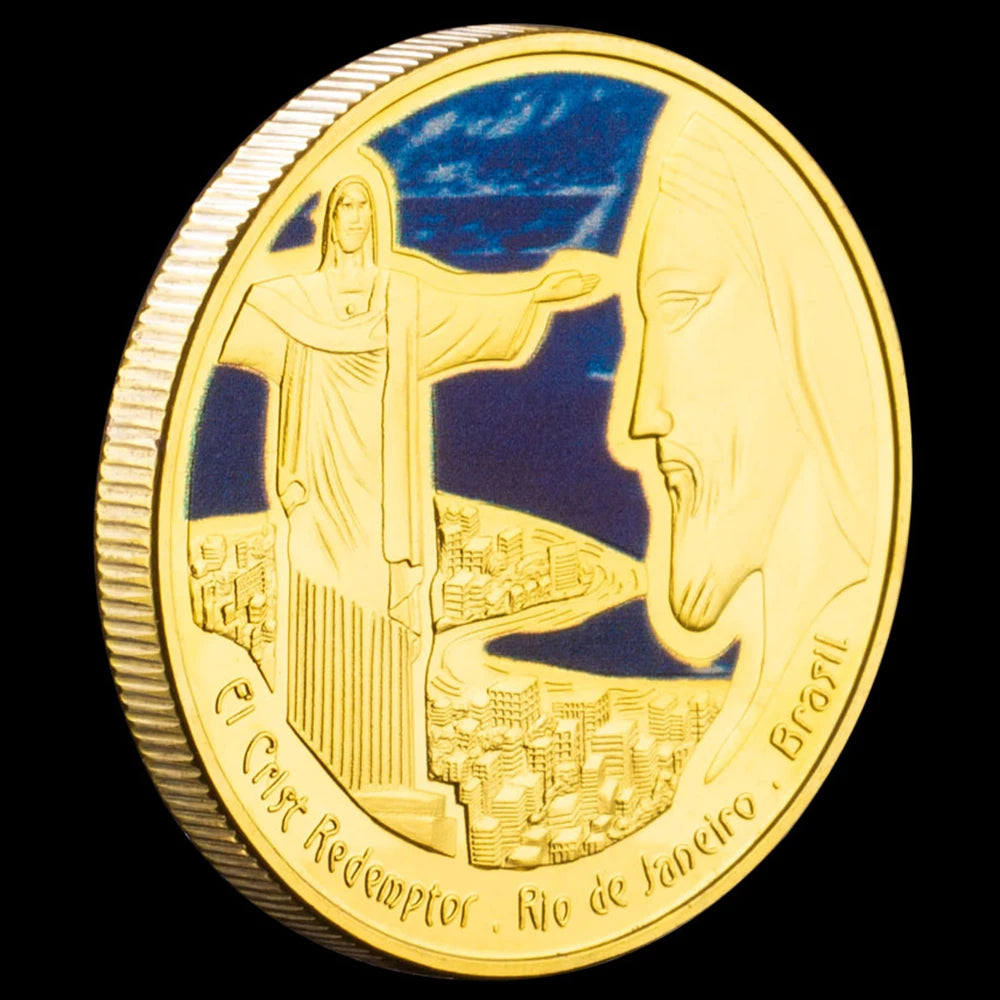 Christ The Redeemer Brazilian Rio Jesus Commemorative Coin Cllectible Gift Cllection Art Christianity Gold Plated Souvenir Coin 1426-Chinese Style Finds™