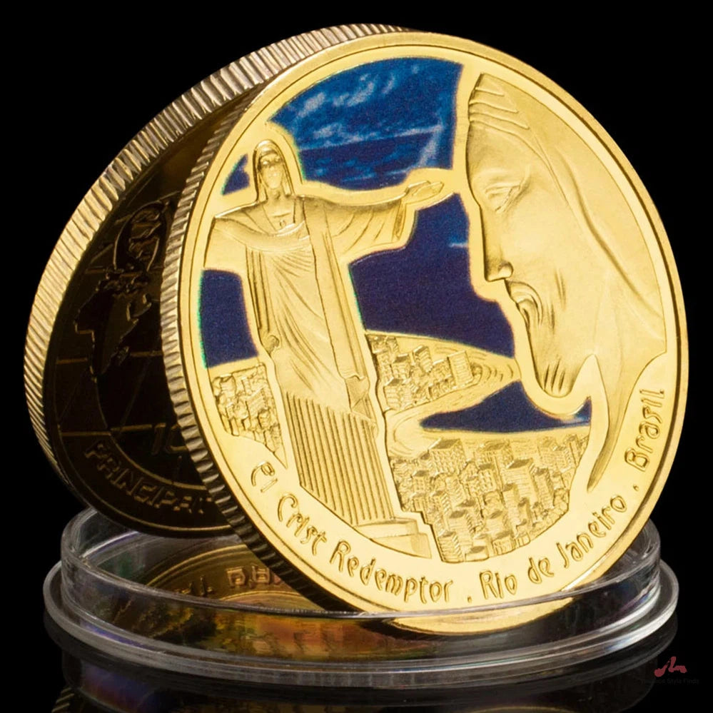 Christ The Redeemer Brazilian Rio Jesus Commemorative Coin Cllectible Gift Cllection Art Christianity Gold Plated Souvenir Coin 1426-Chinese Style Finds™