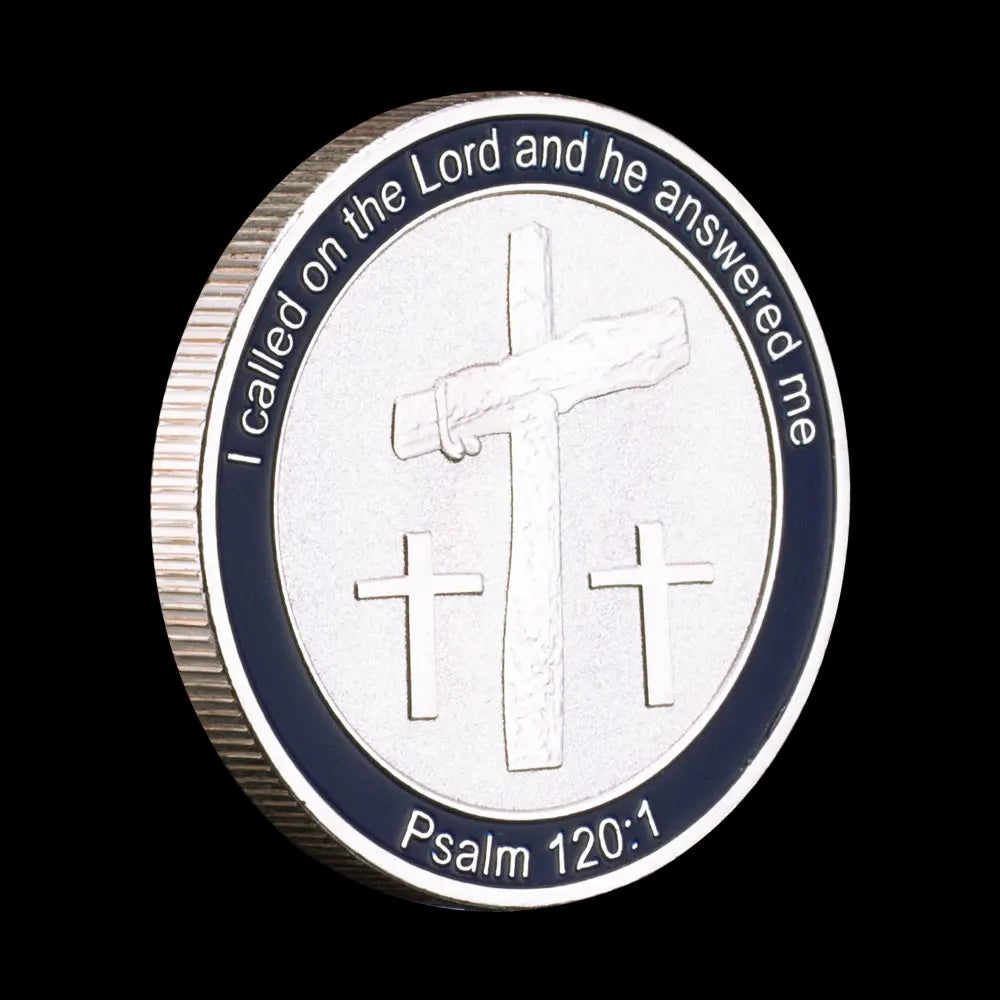 Christian Souvenir Gift Prayer Coin Philippians Psalm Cross Silvery Plated Collectible Commemorative Coin Praying Coin 1115-Chinese Style Finds™