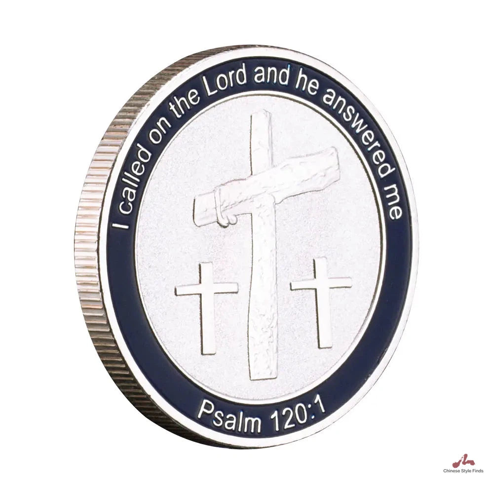 Christian Souvenir Gift Prayer Coin Philippians Psalm Cross Silvery Plated Collectible Commemorative Coin Praying Coin 1115-Chinese Style Finds™