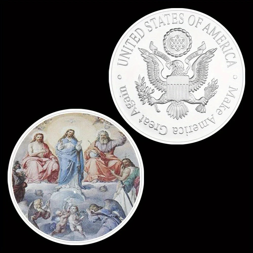 Christian Souvenir Gift Silvery Plated Jesus Coin Bible Story Collectible Commemorative Coin 1369-Chinese Style Finds™