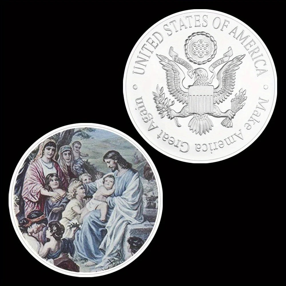 Christian Souvenir Gift Silvery Plated Jesus Coin Bible Story Collectible Commemorative Coin 1369-Chinese Style Finds™