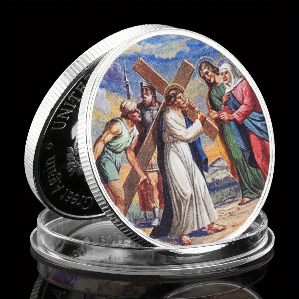 Christian Souvenir Gift Silvery Plated Jesus Coin Bible Story Collectible Commemorative Coin 1369-Chinese Style Finds™