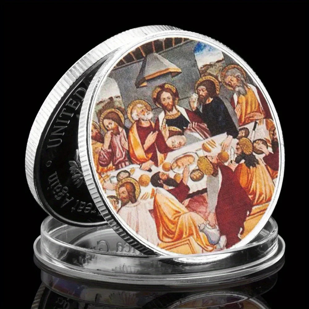 Christian Souvenir Gift Silvery Plated Jesus Coin Bible Story Collectible Commemorative Coin 1369-Chinese Style Finds™