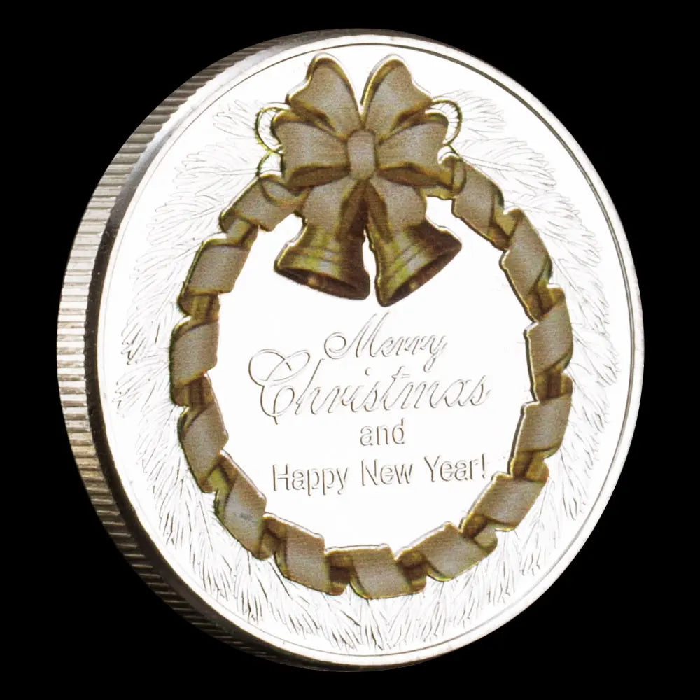 Christmas Decorations Merry Christmas and Happy New Year Santa Claus Wishing Coin Silvery Plated Souvenirs and Gift Ideas 1463-Chinese Style Finds™