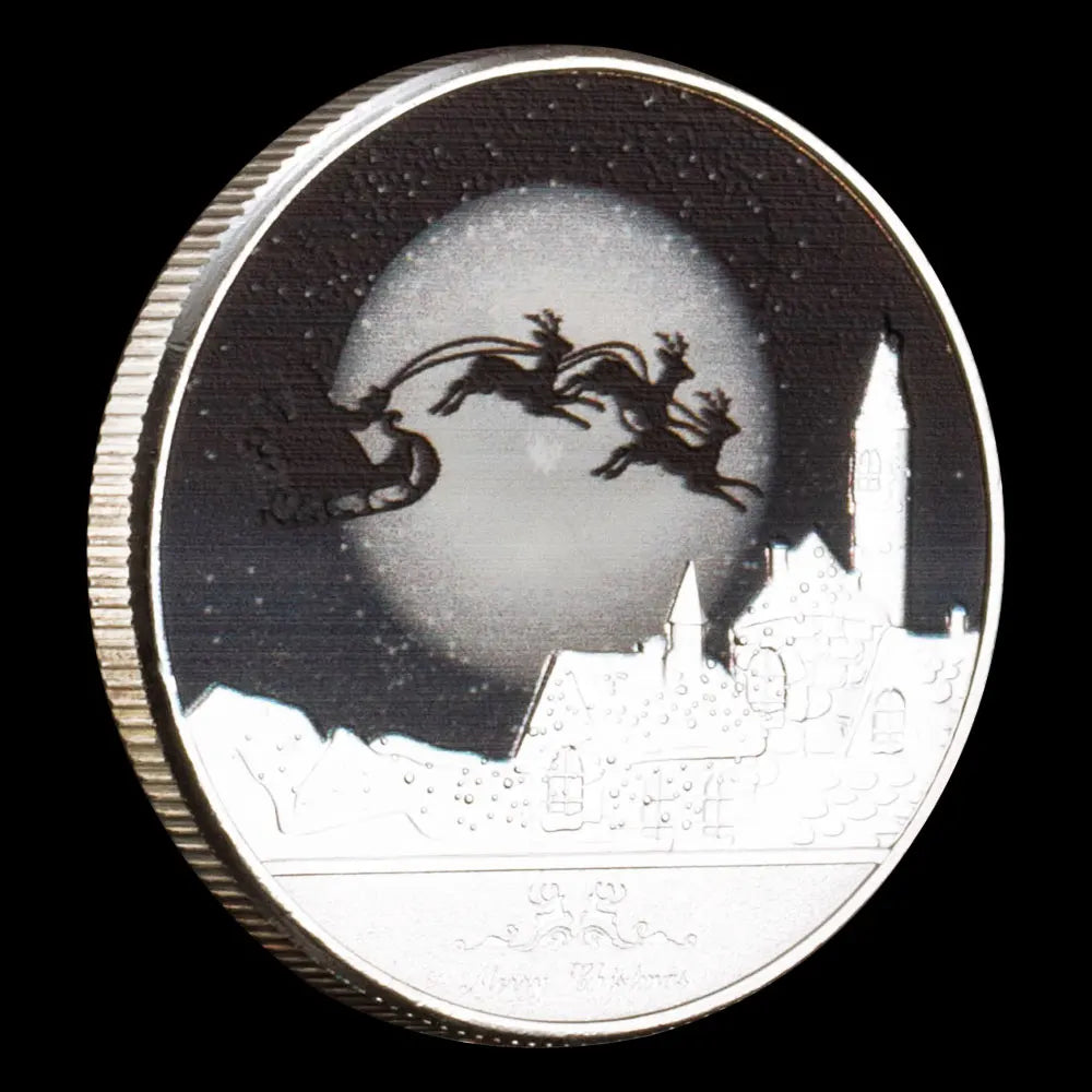 Christmas Decorations Merry Christmas and Happy New Year Santa Claus Wishing Coin Silvery Plated Souvenirs and Gift Ideas 1463-Chinese Style Finds™