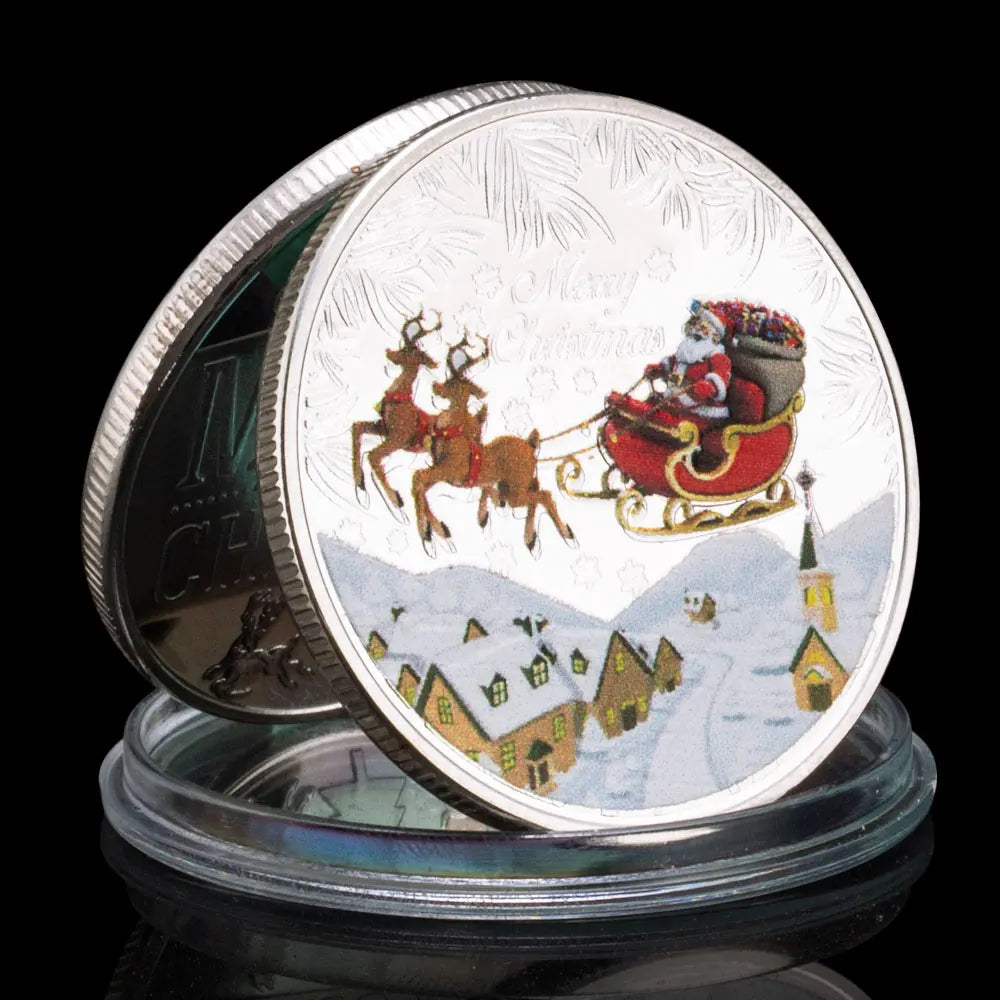 Christmas Decorations Merry Christmas and Happy New Year Santa Claus Wishing Coins Golden Plated Commemorative Coin 1485-Chinese Style Finds™