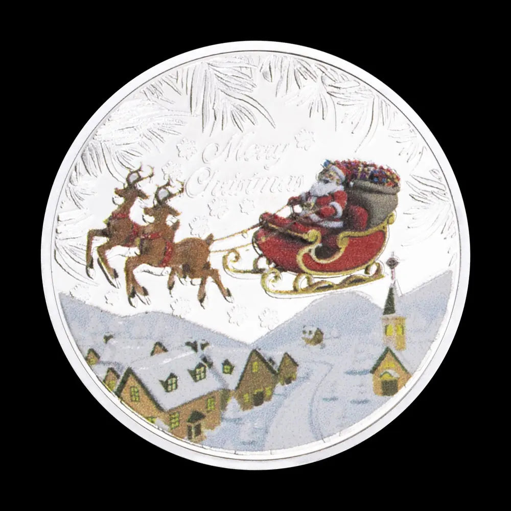 Christmas Decorations Merry Christmas and Happy New Year Santa Claus Wishing Coins Golden Plated Commemorative Coin 1485-Chinese Style Finds™