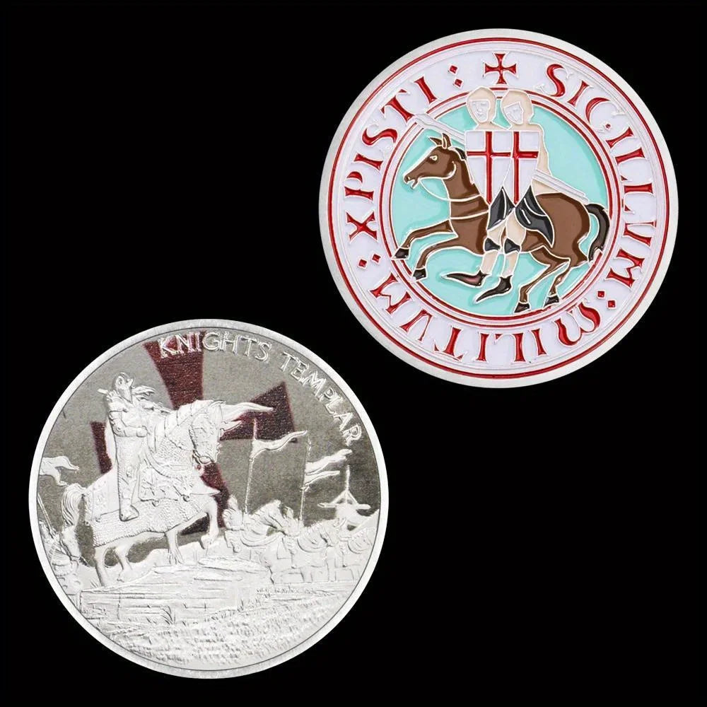 Color Printing Commemorative Coin Knight Templar The Crusades Challenge Coin Christian Souvenirs and Gift Ideas 1645-Chinese Style Finds™