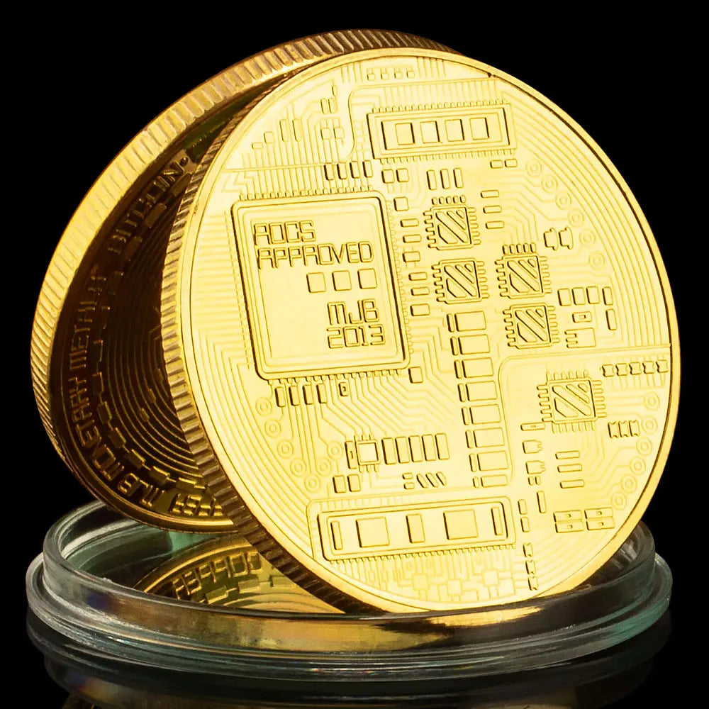 Creative Souvenir Gold Plated Bitcoin Coin Collectible Great Gift Bit Coin Art Collection Gold Commemorative Coin With Shell 1212-Chinese Style Finds™