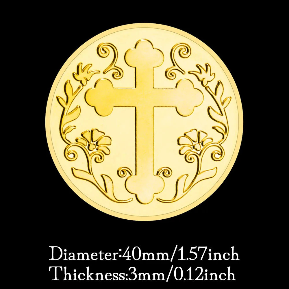 Cross Coin Servant of Christ Steward of God's Gift Ideas Souvenirs Collectible Gift Golden Plated Commemorative Coins 1179-Chinese Style Finds™