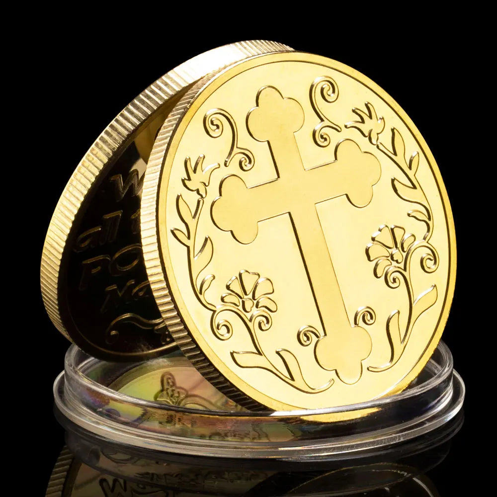 Cross Coin Servant of Christ Steward of God's Gift Ideas Souvenirs Collectible Gift Golden Plated Commemorative Coins 1179-Chinese Style Finds™