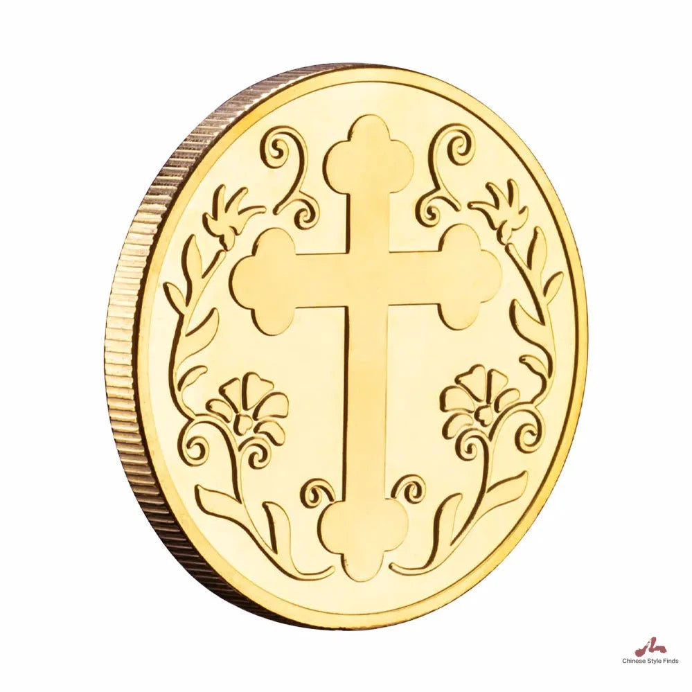 Cross Coin Servant of Christ Steward of God's Gift Ideas Souvenirs Collectible Gift Golden Plated Commemorative Coins 1179-Chinese Style Finds™