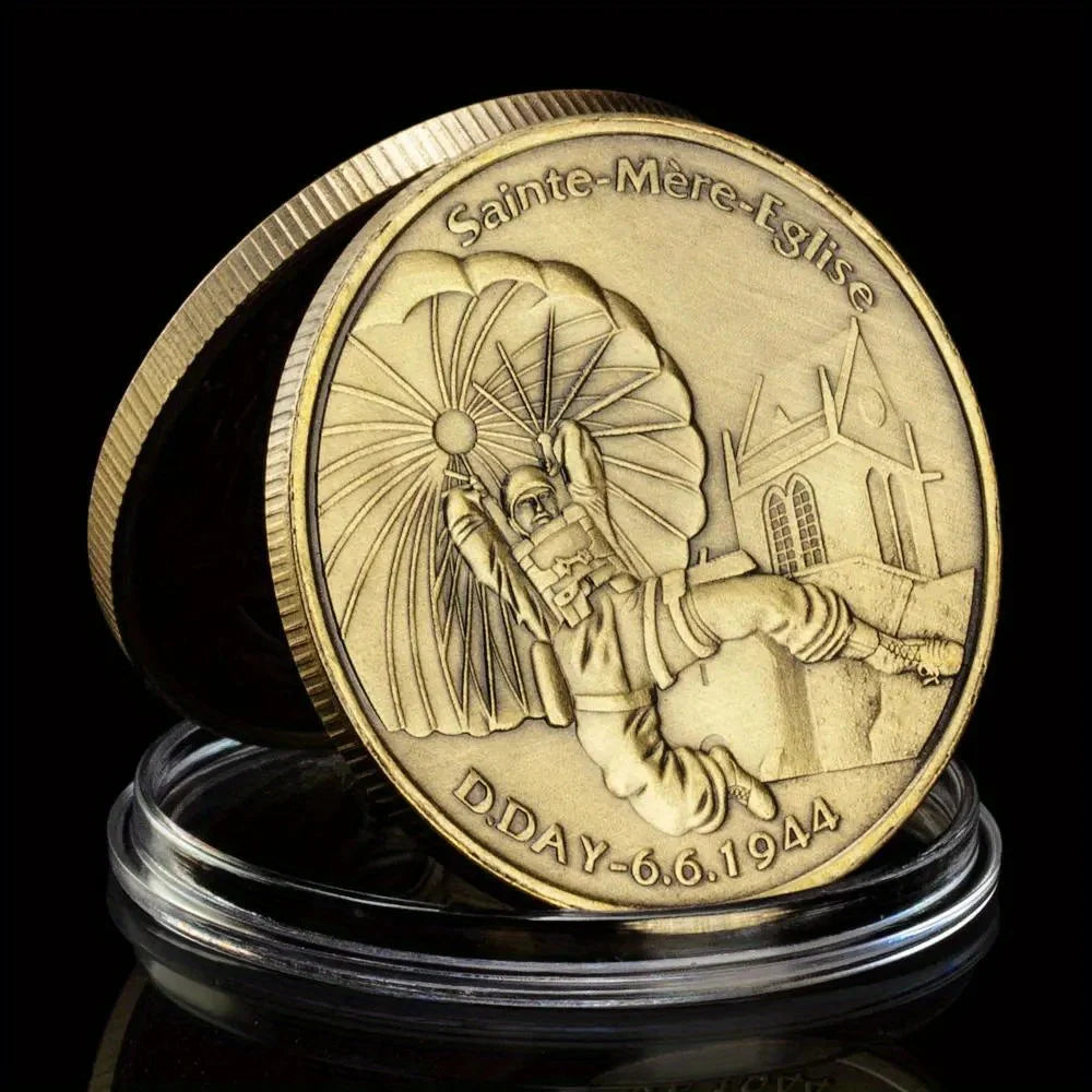 D.Day 6.6.1944 French Airborne Souvenirs and Gift Ideas France Coin Bronze Plated Challenge Coins Commemorative Coin 1496-Chinese Style Finds™