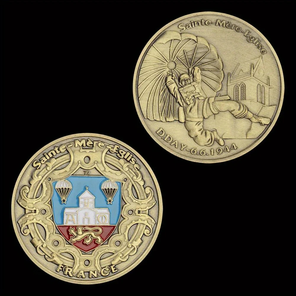 D.Day 6.6.1944 French Airborne Souvenirs and Gift Ideas France Coin Bronze Plated Challenge Coins Commemorative Coin 1496-Chinese Style Finds™