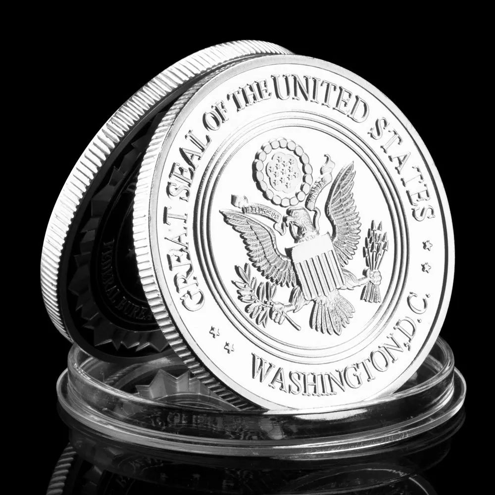 Department of Justice Federal Bureau of Investigation Souvenir Challenge Coin Commemorative Coin Collectible Sliver Plated Coin 1085-Chinese Style Finds™