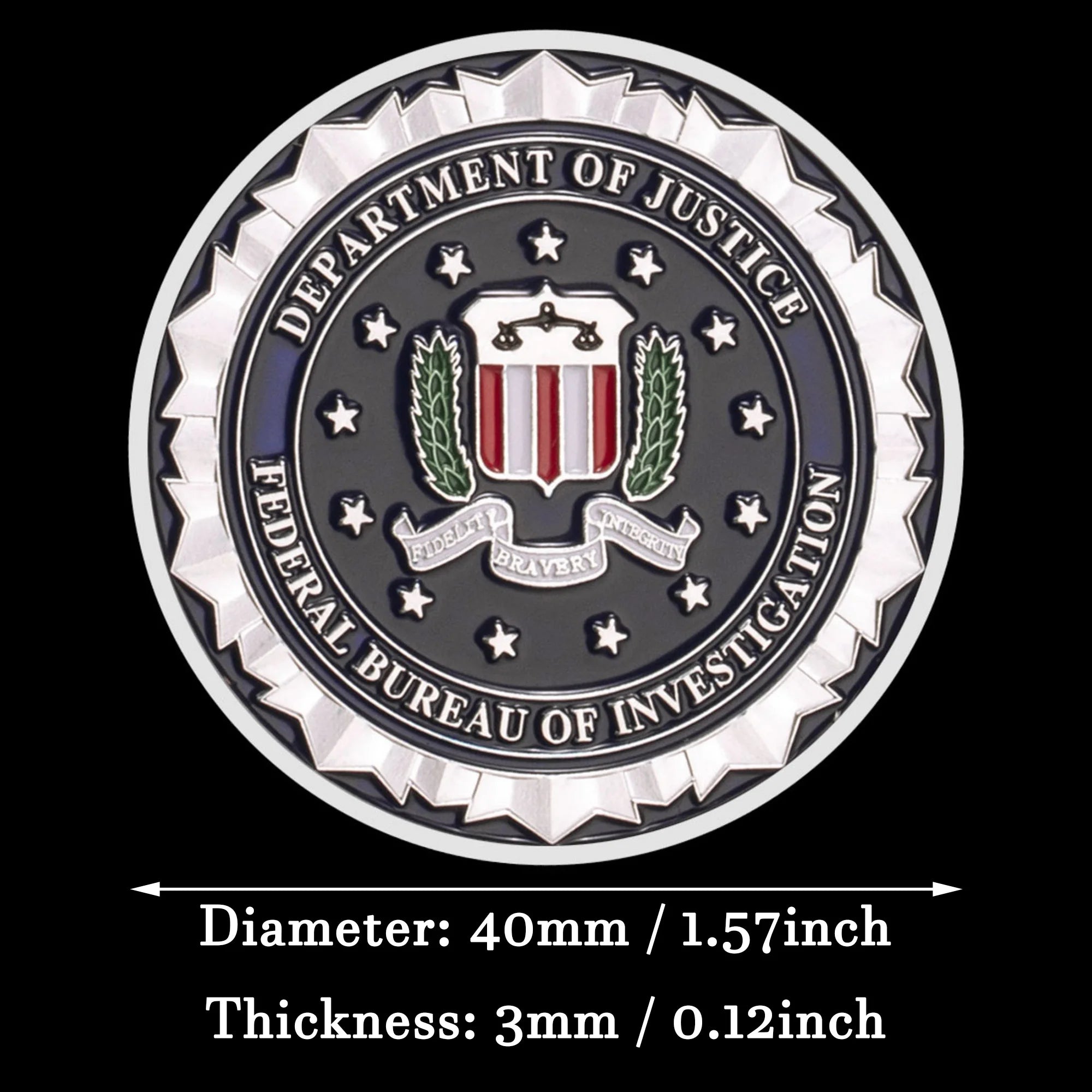 Department of Justice Federal Bureau of Investigation Souvenir Challenge Coin Commemorative Coin Collectible Sliver Plated Coin 1085-Chinese Style Finds™