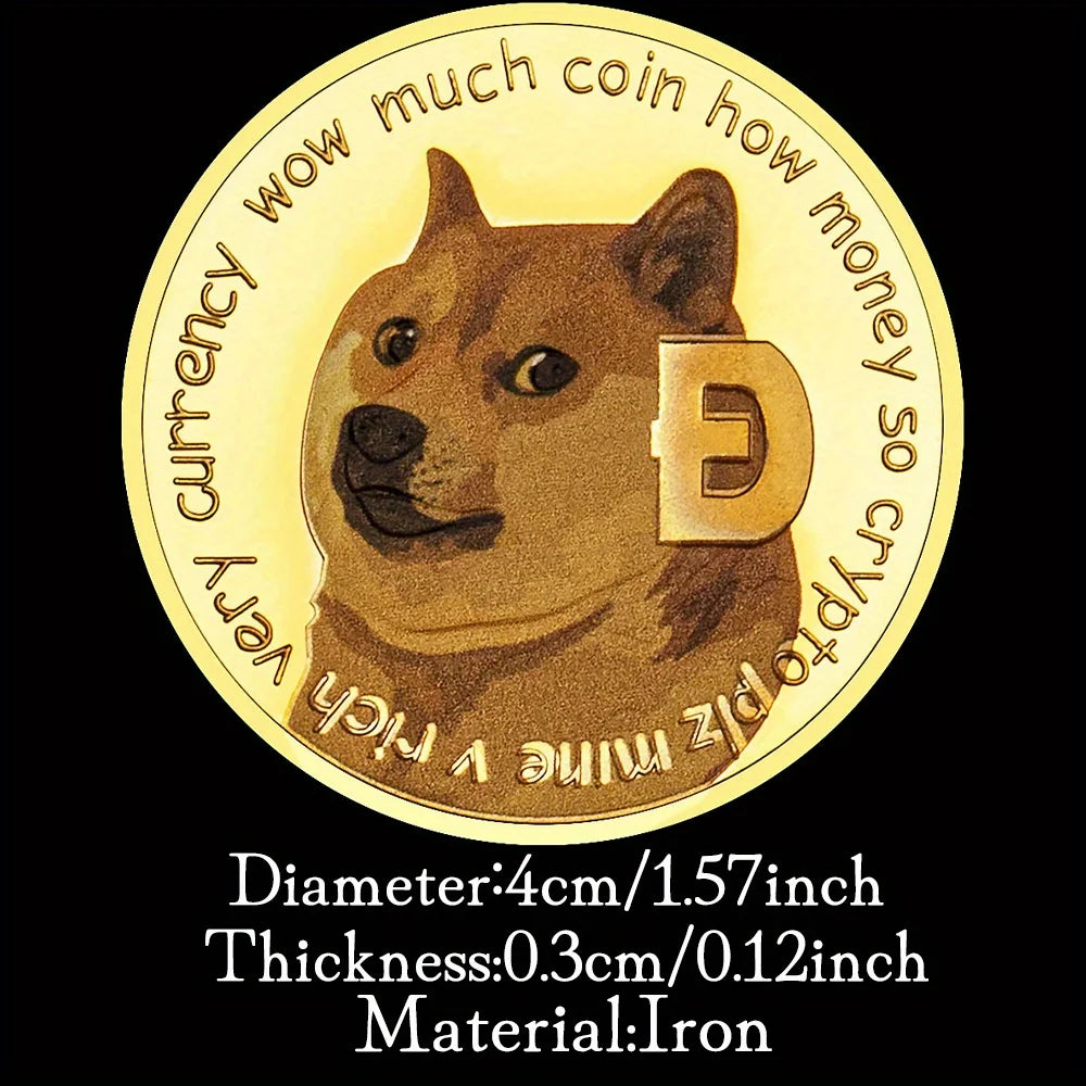 Dogecoin Collectible Golden Plated Souvenir Crypto Coin Physical Cryptocurrency Coin Collection Gift Commemorative Coin 1551-Chinese Style Finds™