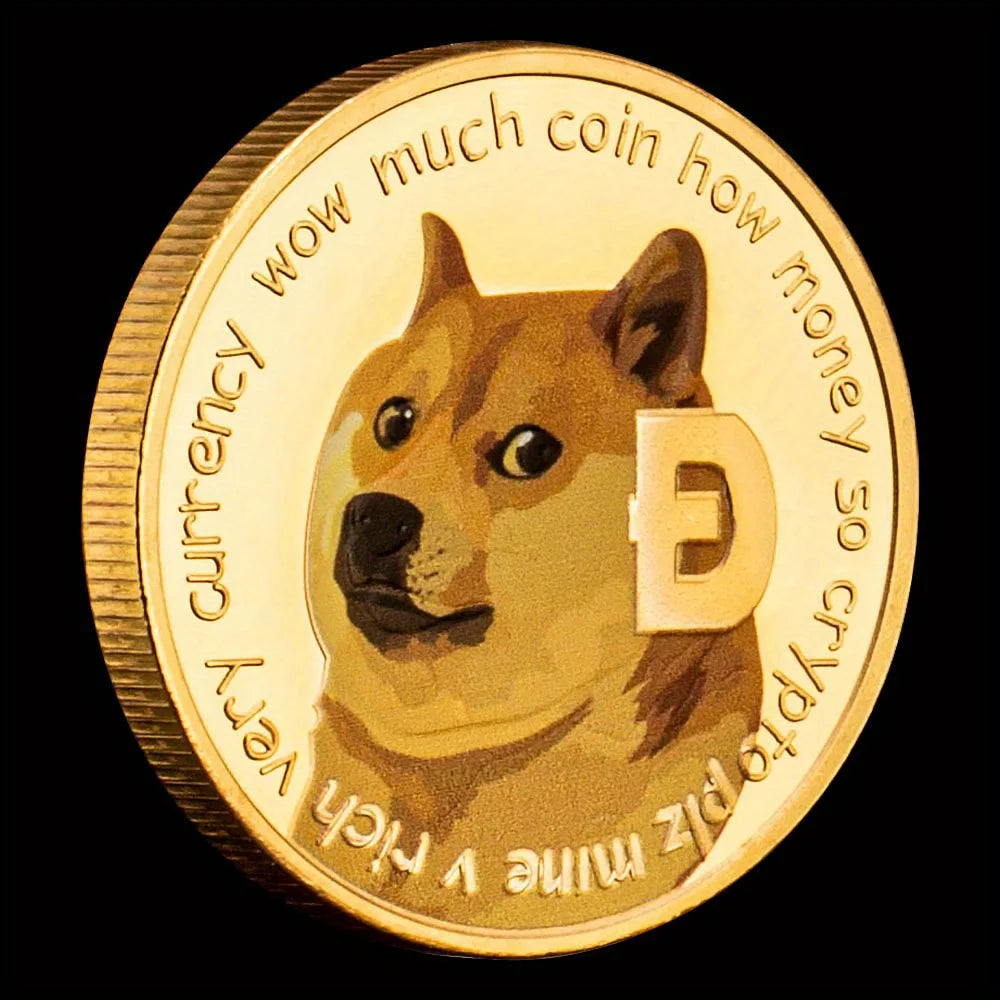 Dogecoin Collectible Golden Plated Souvenir Crypto Coin Physical Cryptocurrency Coin Collection Gift Commemorative Coin 1551-Chinese Style Finds™