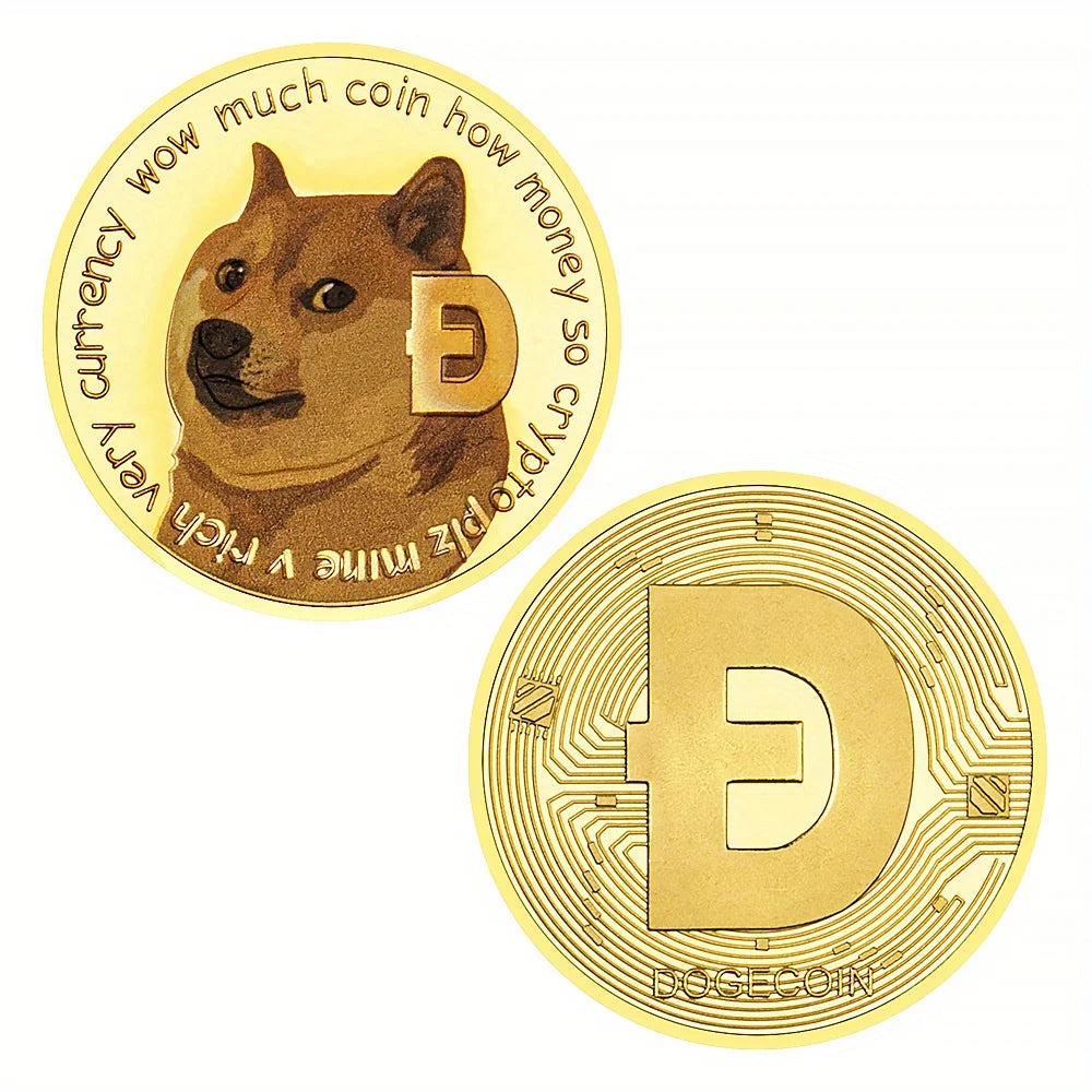 Dogecoin Collectible Golden Plated Souvenir Crypto Coin Physical Cryptocurrency Coin Collection Gift Commemorative Coin 1551-Chinese Style Finds™