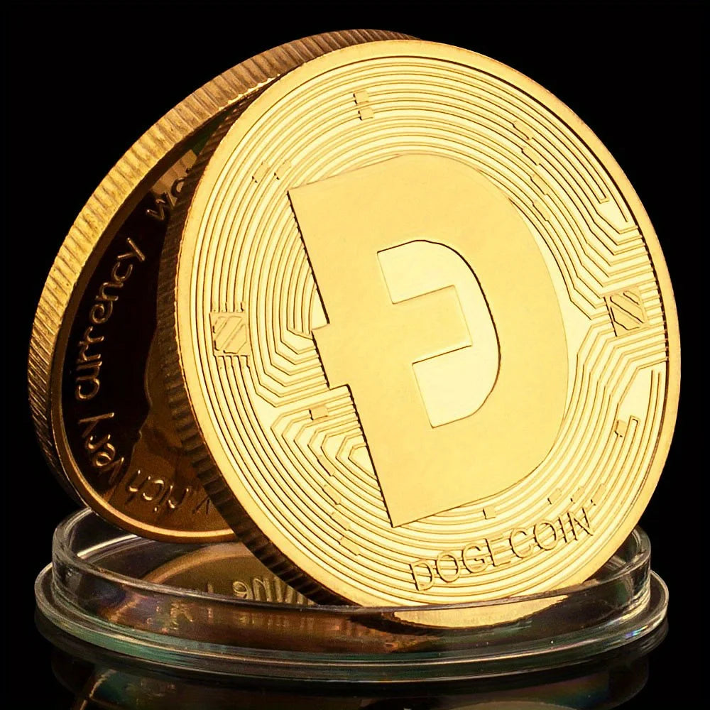 Dogecoin Collectible Golden Plated Souvenir Crypto Coin Physical Cryptocurrency Coin Non-currency Commemorative Coin 1357-Chinese Style Finds™