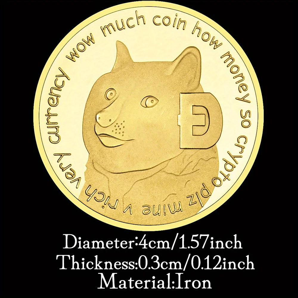 Dogecoin Collectible Golden Plated Souvenir Crypto Coin Physical Cryptocurrency Coin Non-currency Commemorative Coin 1357-Chinese Style Finds™