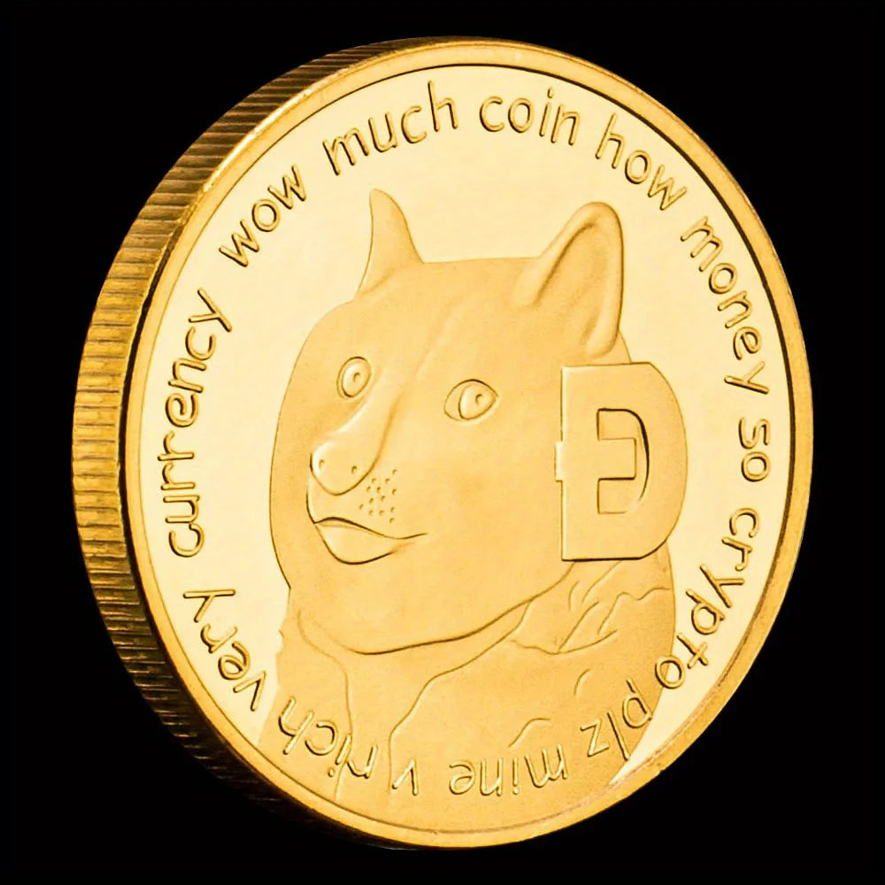 Dogecoin Collectible Golden Plated Souvenir Crypto Coin Physical Cryptocurrency Coin Non-currency Commemorative Coin 1357-Chinese Style Finds™