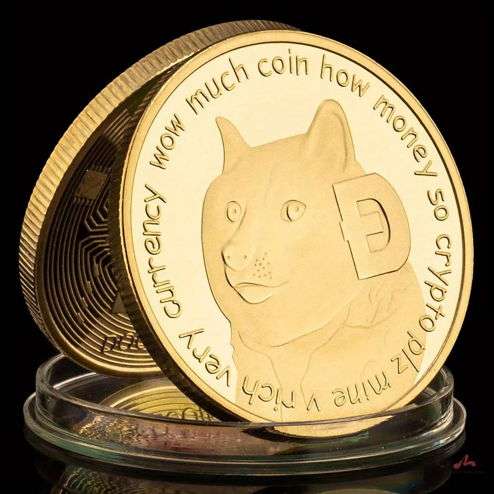 Dogecoin Collectible Golden Plated Souvenir Crypto Coin Physical Cryptocurrency Coin Non-currency Commemorative Coin 1357-Chinese Style Finds™