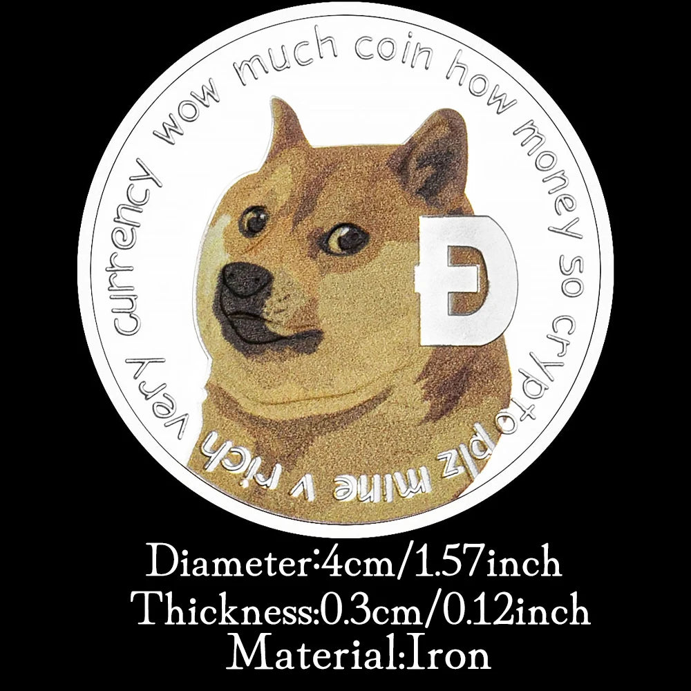 Dogecoin Collectible Silvery Plated Souvenir Crypto Coin Physical Cryptocurrency Coin Non-currency Commemorative Coin 1417-Chinese Style Finds™