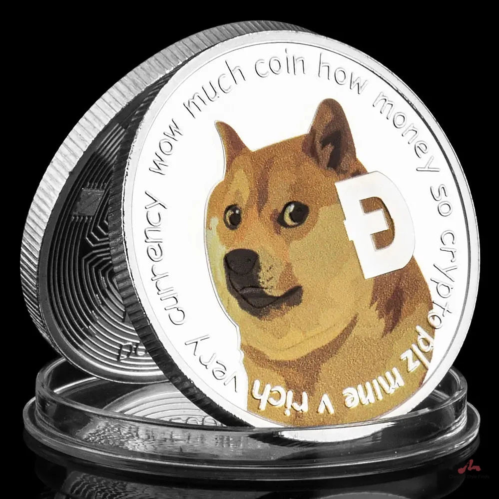 Dogecoin Collectible Silvery Plated Souvenir Crypto Coin Physical Cryptocurrency Coin Non-currency Commemorative Coin 1417-Chinese Style Finds™