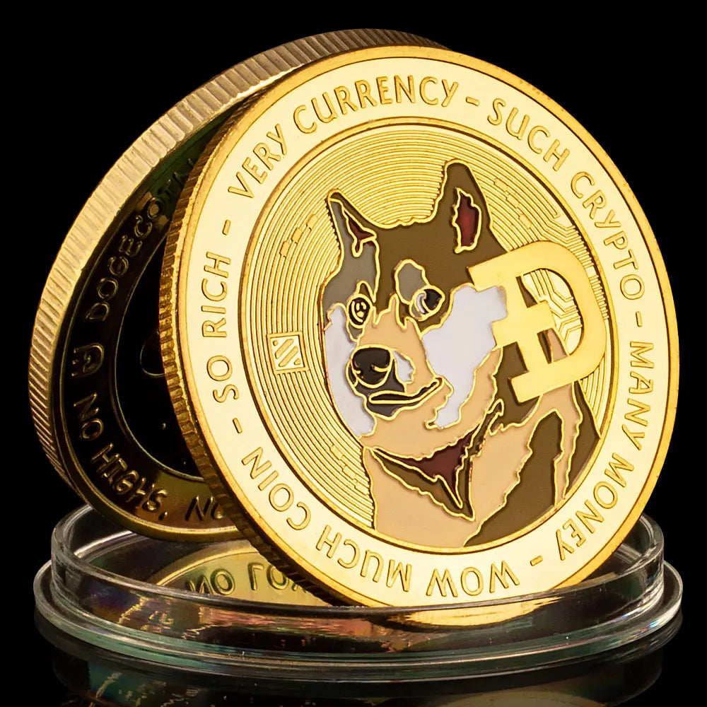 Dogecoin Cryptocurrency Coin Musk and Doge To The Moon Collectible Physical Crypto Coin Golden Plated Commemorative Coin 1580-Chinese Style Finds™