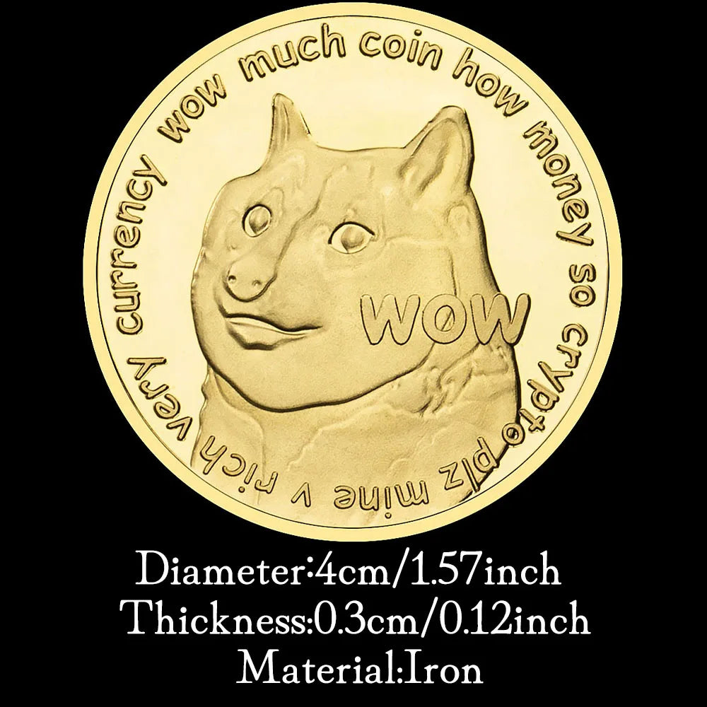 Dogecoin Gold Plated Cryptocurrency Commemorative Coins Home Decorations Crypto Coin Doge Cute Puppy Souvenirs and Gift Ideas 1492-Chinese Style Finds™