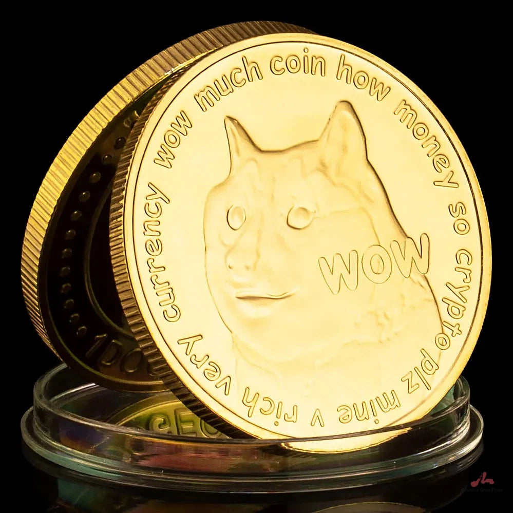 Dogecoin Gold Plated Cryptocurrency Commemorative Coins Home Decorations Crypto Coin Doge Cute Puppy Souvenirs and Gift Ideas 1492-Chinese Style Finds™